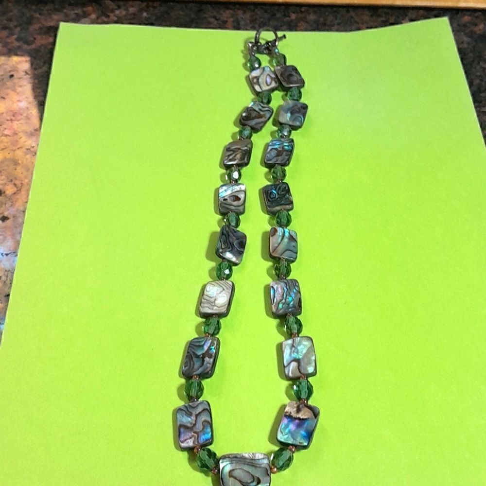 Vintage Abalone Necklace Signed "B".